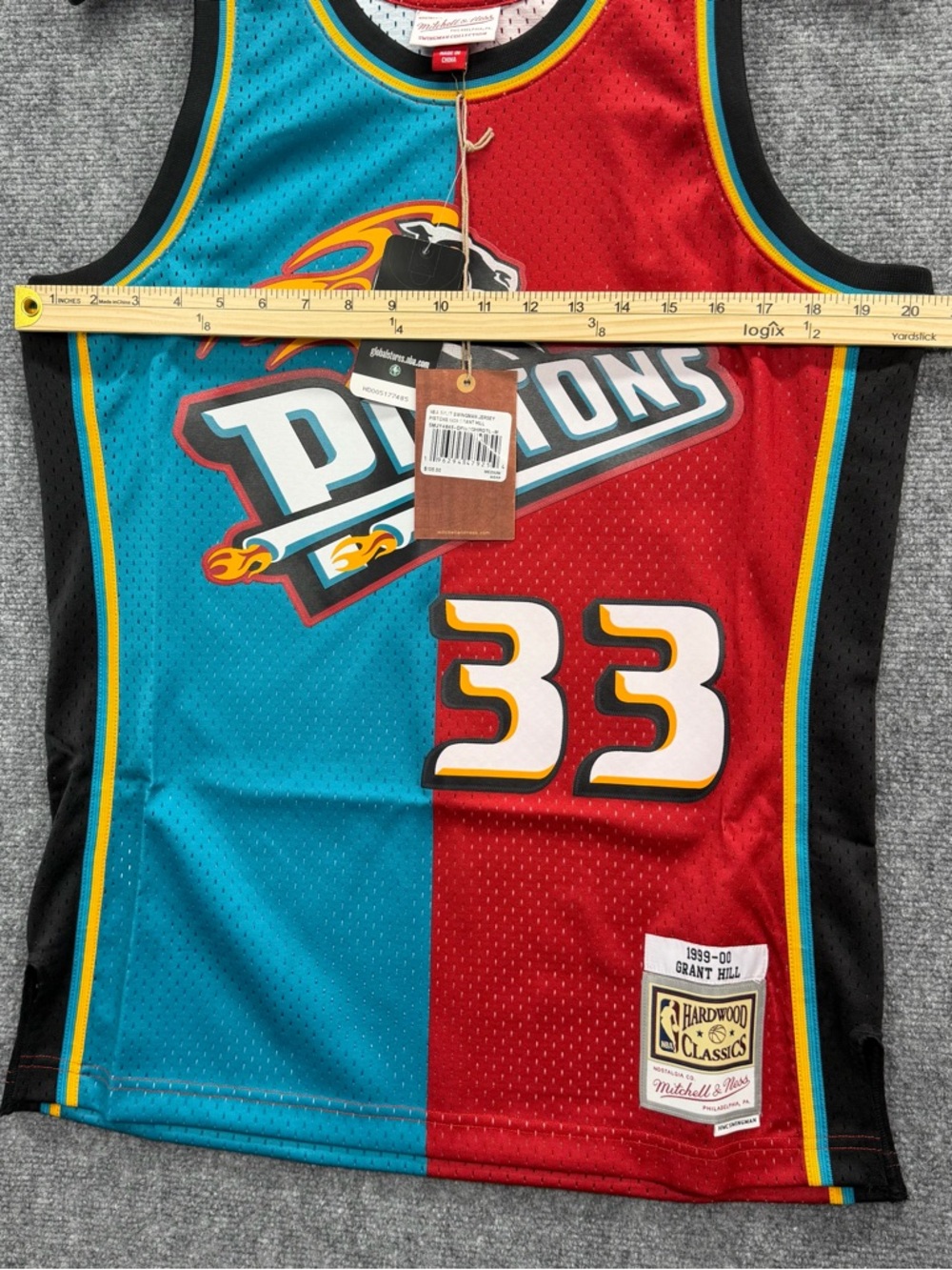 Mitchell & Ness Detroit Pistons Grant Hill NBA Split Swingman Jersey 1999 Size M - Picture 10 of 11